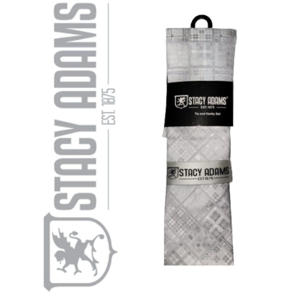 Stacy Adams Men's Silver Tie and Hanky Set Size OS